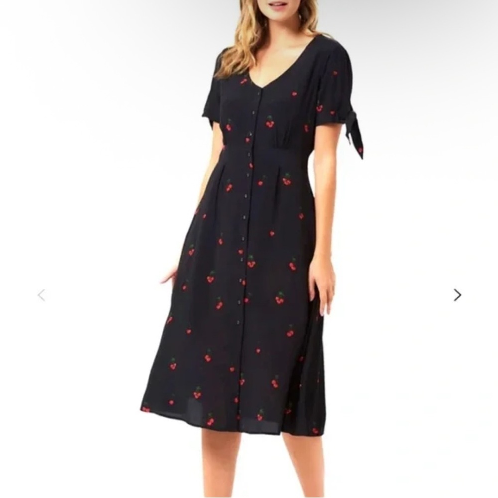 Sugar hill cherry print midi‎ dress size 16